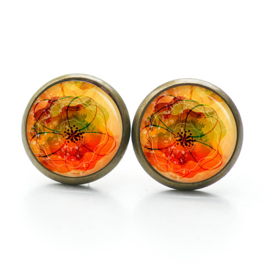 Ohrstecker, Ohrhänger, Clipse & Druckknopf – Motiv Aquarell Mohnblume – Schmuck aus Edelstahl Ohrstecker, Ohrhänger, Clipse & Druckknopf - Motiv Aquarell Mohnblume - Schmuck aus Edelstahl