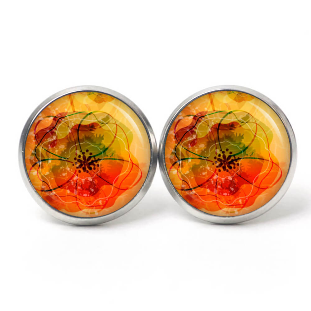 Ohrstecker, Ohrhänger, Clipse & Druckknopf – Motiv Aquarell Mohnblume – Schmuck aus Edelstahl Ohrstecker, Ohrhänger, Clipse & Druckknopf - Motiv Aquarell Mohnblume - Schmuck aus Edelstahl