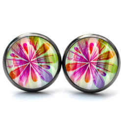Druckknopf Ohrstecker Ohrhänger Clipse regenbogen Blume Druckknopf Ohrstecker Ohrhänger Clipse regenbogen Blume