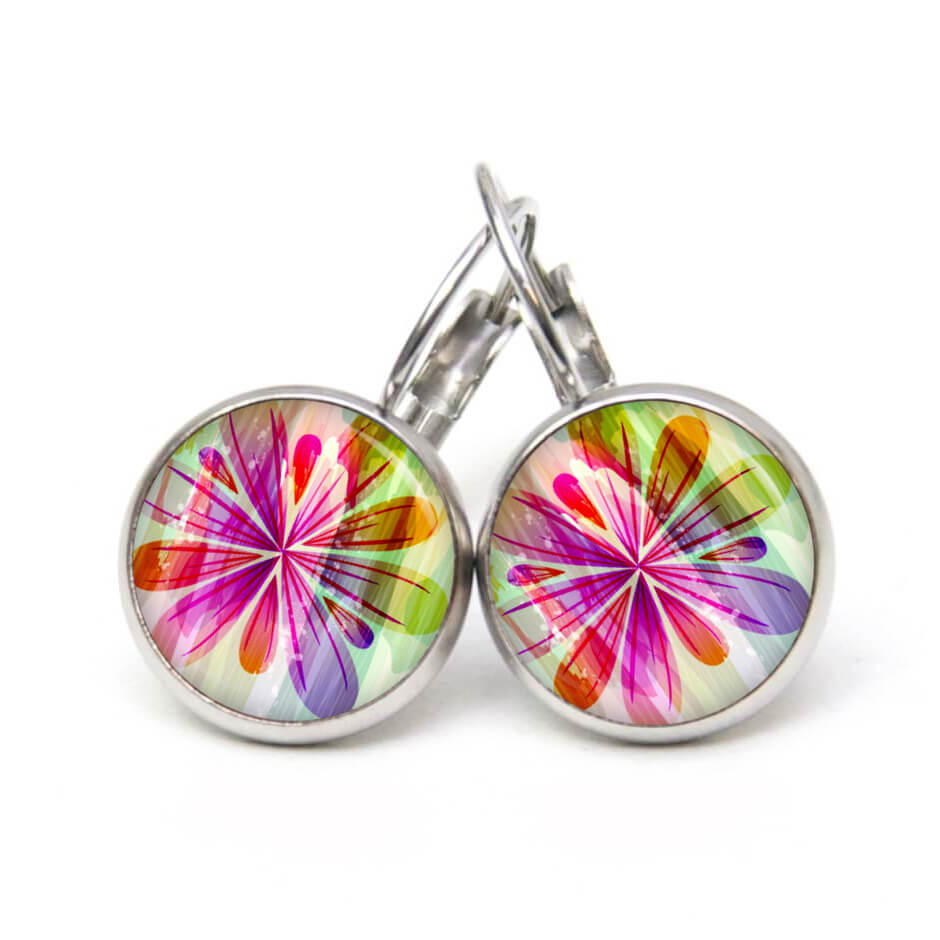 Druckknopf Ohrstecker Ohrhänger Clipse regenbogen Blume Druckknopf Ohrstecker Ohrhänger Clipse regenbogen Blume