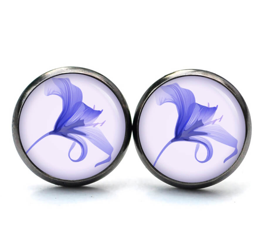 Druckknopf Ohrstecker Ohrhänger Clipse Lilie Lilien in blauviolett Druckknopf Ohrstecker Ohrhänger Clipse Lilie Lilien in blauviolett