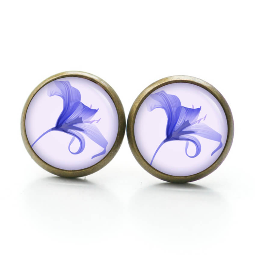 Druckknopf Ohrstecker Ohrhänger Clipse Lilie Lilien in blauviolett Druckknopf Ohrstecker Ohrhänger Clipse Lilie Lilien in blauviolett