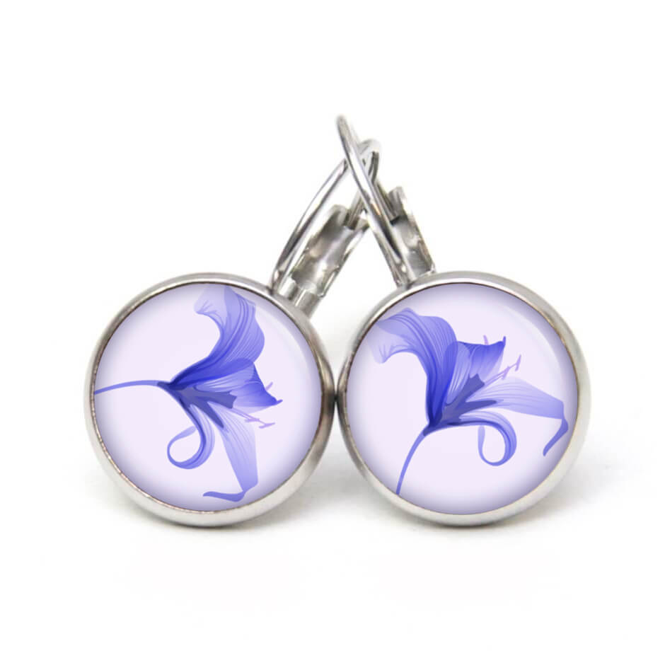 Druckknopf Ohrstecker Ohrhänger Clipse Lilie Lilien in blauviolett Druckknopf Ohrstecker Ohrhänger Clipse Lilie Lilien in blauviolett
