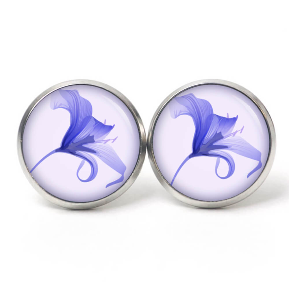 Druckknopf Ohrstecker Ohrhänger Clipse Lilie Lilien in blauviolett Druckknopf Ohrstecker Ohrhänger Clipse Lilie Lilien in blauviolett