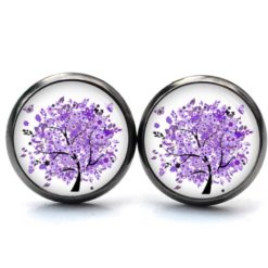 Ohrstecker, Ohrhänger, Clipse & Druckknopf – Motiv Lebensbaum Violett – Schmuck aus Edelstahl Ohrstecker, Ohrhänger, Clipse & Druckknopf - Motiv Lebensbaum Violett - Schmuck aus Edelstahl