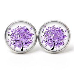 Ohrstecker, Ohrhänger, Clipse & Druckknopf - Motiv Lebensbaum Violett - Schmuck aus Edelstahl