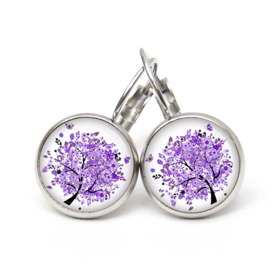 Ohrstecker, Ohrhänger, Clipse & Druckknopf – Motiv Lebensbaum Violett – Schmuck aus Edelstahl Ohrstecker, Ohrhänger, Clipse & Druckknopf - Motiv Lebensbaum Violett - Schmuck aus Edelstahl