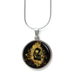 Edelstahl Kette gold feuriger Totenkopf - verschiedene Längen