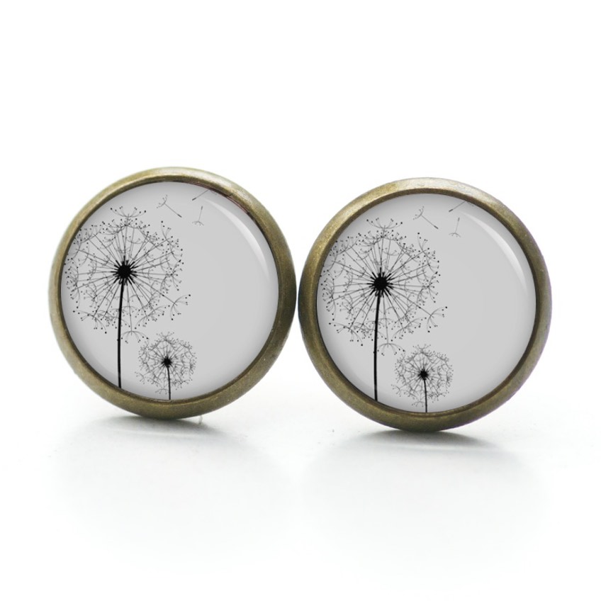 Ohrstecker, Ohrhänger, Clipse & Druckknopf – Motiv Zarte Pusteblume in grau – Schmuck aus Edelstahl Ohrstecker, Ohrhänger, Clipse & Druckknopf – Motiv Zarte Pusteblume in grau – Schmuck aus Edelstahl