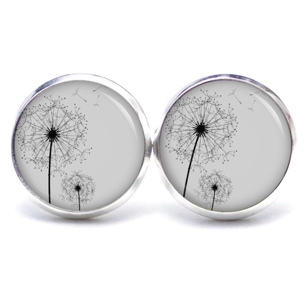 Ohrstecker, Ohrhänger, Clipse & Druckknopf – Motiv Zarte Pusteblume in grau – Schmuck aus Edelstahl Ohrstecker, Ohrhänger, Clipse & Druckknopf – Motiv Zarte Pusteblume in grau – Schmuck aus Edelstahl