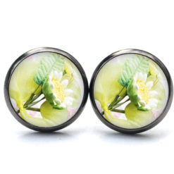Ohrstecker, Ohrhänger, Clipse & Druckknopf – Motiv weiße Blume – Schmuck aus Edelstahl Ohrstecker, Ohrhänger, Clipse & Druckknopf – Motiv weiße Blume – Schmuck aus Edelstahl