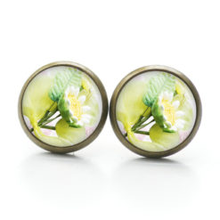 Ohrstecker, Ohrhänger, Clipse & Druckknopf – Motiv weiße Blume – Schmuck aus Edelstahl Ohrstecker, Ohrhänger, Clipse & Druckknopf – Motiv weiße Blume – Schmuck aus Edelstahl