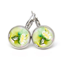 Ohrstecker, Ohrhänger, Clipse & Druckknopf – Motiv weiße Blume – Schmuck aus Edelstahl Ohrstecker, Ohrhänger, Clipse & Druckknopf – Motiv weiße Blume – Schmuck aus Edelstahl