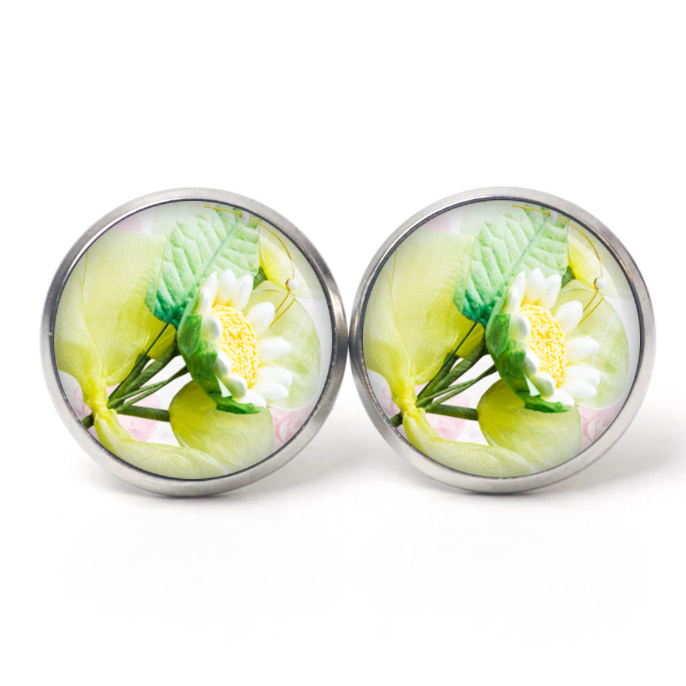 Ohrstecker, Ohrhänger, Clipse & Druckknopf – Motiv weiße Blume – Schmuck aus Edelstahl Ohrstecker, Ohrhänger, Clipse & Druckknopf – Motiv weiße Blume – Schmuck aus Edelstahl