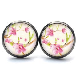 Ohrstecker, Ohrhänger, Clipse & Druckknopf – Motiv zart rosa Blumen – Schmuck aus Edelstahl Ohrstecker, Ohrhänger, Clipse & Druckknopf – Motiv zart rosa Blumen – Schmuck aus Edelstahl