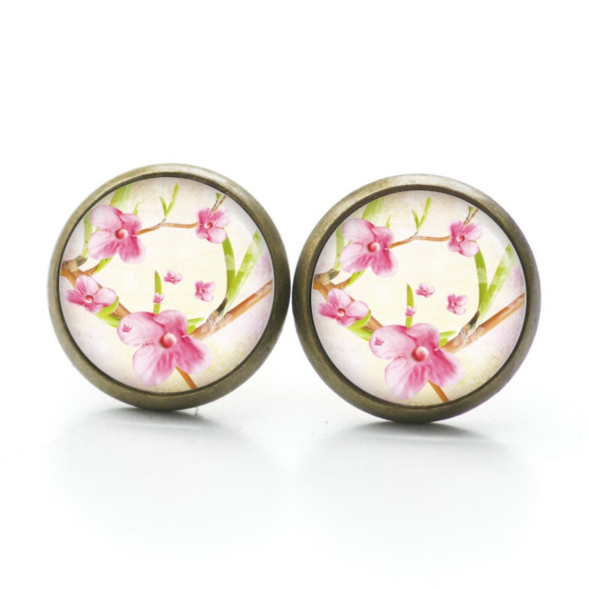 Ohrstecker, Ohrhänger, Clipse & Druckknopf – Motiv zart rosa Blumen – Schmuck aus Edelstahl Ohrstecker, Ohrhänger, Clipse & Druckknopf – Motiv zart rosa Blumen – Schmuck aus Edelstahl