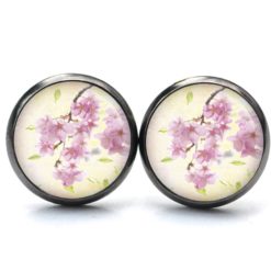 Ohrstecker, Ohrhänger, Clipse & Druckknopf – Motiv rosa Apfelbaum Blüten – Schmuck aus Edelstahl Ohrstecker, Ohrhänger, Clipse & Druckknopf – Motiv rosa Apfelbaum Blüten – Schmuck aus Edelstahl