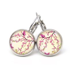 Ohrstecker, Ohrhänger, Clipse & Druckknopf – Motiv zarte Blümchen mit Schmetterling rosa – Schmuck aus Edelstahl Ohrstecker, Ohrhänger, Clipse & Druckknopf – Motiv zarte Blümchen mit Schmetterling rosa – Schmuck aus Edelstahl