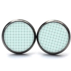 Ohrstecker, Ohrhänger, Clipse & Druckknopf – Motiv blau türkises Karomuster – Schmuck aus Edelstahl Ohrstecker, Ohrhänger, Clipse & Druckknopf - Motiv blau türkises Karomuster - Schmuck aus Edelstahl