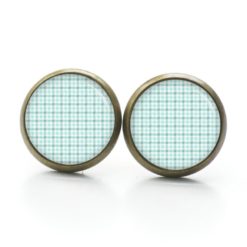 Ohrstecker, Ohrhänger, Clipse & Druckknopf – Motiv blau türkises Karomuster – Schmuck aus Edelstahl Ohrstecker, Ohrhänger, Clipse & Druckknopf - Motiv blau türkises Karomuster - Schmuck aus Edelstahl