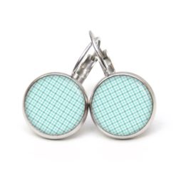 Ohrstecker, Ohrhänger, Clipse & Druckknopf – Motiv blau türkises Karomuster – Schmuck aus Edelstahl Ohrstecker, Ohrhänger, Clipse & Druckknopf - Motiv blau türkises Karomuster - Schmuck aus Edelstahl