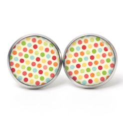 Ohrstecker, Ohrhänger, Clipse & Druckknopf - Motiv bunte Punkte Tupfen Retro - Schmuck aus Edelstahl