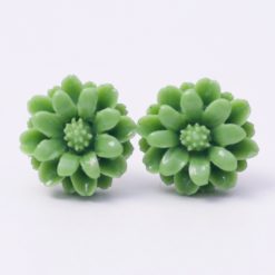 Blumen Ohrstecker Olivegrün 12mm - Filigrane Blüten Ohrstecker Edelstahl | Handmade Just Trisha | Kleine Auflage