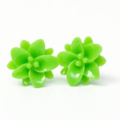 Blumen Ohrstecker knallig grün 12mm - Filigrane Blüten Ohrstecker Edelstahl | Handmade Just Trisha | Kleine Auflage