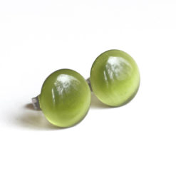 Edelstahl Cateye Ohrstecker in olivegrün