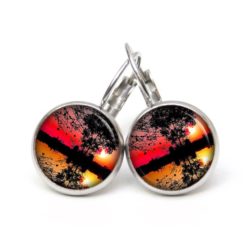 Ohrstecker, Ohrhänger, Clipse & Druckknopf – Motiv Abendstimmung am See Sonnenuntergang rot – Schmuck aus Edelstahl Ohrstecker, Ohrhänger, Clipse & Druckknopf – Motiv Abendstimmung am See Sonnenuntergang rot – Schmuck aus Edelstahl