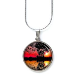Ohrstecker, Ohrhänger, Clipse & Druckknopf – Motiv Abendstimmung am See Sonnenuntergang rot – Schmuck aus Edelstahl Ohrstecker, Ohrhänger, Clipse & Druckknopf – Motiv Abendstimmung am See Sonnenuntergang rot – Schmuck aus Edelstahl
