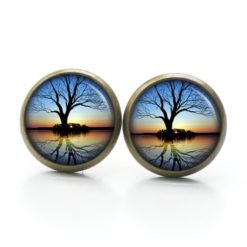 Ohrstecker, Ohrhänger, Clipse & Druckknopf – Motiv Baum bei Sonnenaufgang – Schmuck aus Edelstahl Ohrstecker, Ohrhänger, Clipse & Druckknopf – Motiv Baum bei Sonnenaufgang – Schmuck aus Edelstahl