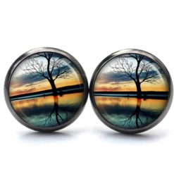 Ohrstecker, Ohrhänger, Clipse & Druckknopf – Motiv Baum bei Sonnenaufgang – Schmuck aus Edelstahl Ohrstecker, Ohrhänger, Clipse & Druckknopf – Motiv Baum bei Sonnenaufgang – Schmuck aus Edelstahl