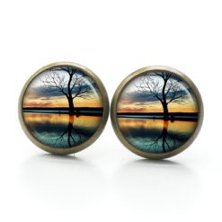 Ohrstecker, Ohrhänger, Clipse & Druckknopf – Motiv Baum bei Sonnenaufgang – Schmuck aus Edelstahl Ohrstecker, Ohrhänger, Clipse & Druckknopf – Motiv Baum bei Sonnenaufgang – Schmuck aus Edelstahl