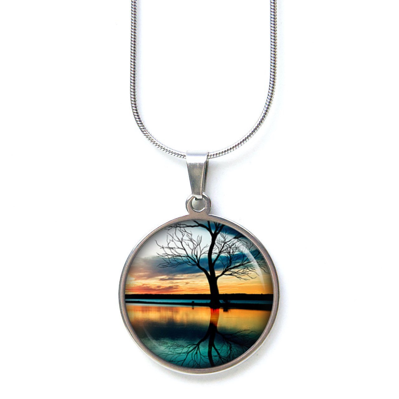 Ohrstecker, Ohrhänger, Clipse & Druckknopf – Motiv Baum bei Sonnenaufgang – Schmuck aus Edelstahl Ohrstecker, Ohrhänger, Clipse & Druckknopf – Motiv Baum bei Sonnenaufgang – Schmuck aus Edelstahl
