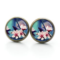 Ohrstecker, Ohrhänger, Clipse & Druckknopf – Motiv Sakura Kirschblüten Türkis – Schmuck aus Edelstahl Ohrstecker, Ohrhänger, Clipse & Druckknopf – Motiv Sakura Kirschblüten Türkis – Schmuck aus Edelstahl