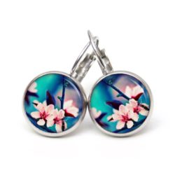 Ohrstecker, Ohrhänger, Clipse & Druckknopf – Motiv Sakura Kirschblüten Türkis – Schmuck aus Edelstahl Ohrstecker, Ohrhänger, Clipse & Druckknopf – Motiv Sakura Kirschblüten Türkis – Schmuck aus Edelstahl
