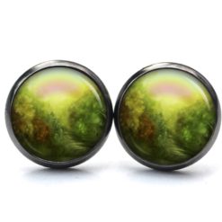 Ohrstecker, Ohrhänger, Clipse & Druckknopf – Motiv grüner mystischer Wald – Schmuck aus Edelstahl Ohrstecker, Ohrhänger, Clipse & Druckknopf – Motiv grüner mystischer Wald – Schmuck aus Edelstahl