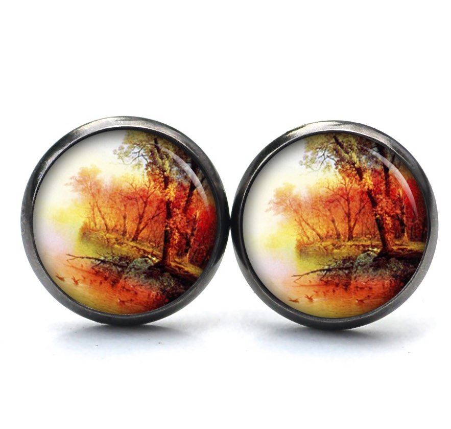 Ohrstecker, Ohrhänger, Clipse & Druckknopf – Motiv Vögel am Wasser orange rot – Schmuck aus Edelstahl Ohrstecker, Ohrhänger, Clipse & Druckknopf – Motiv Vögel am Wasser orange rot – Schmuck aus Edelstahl