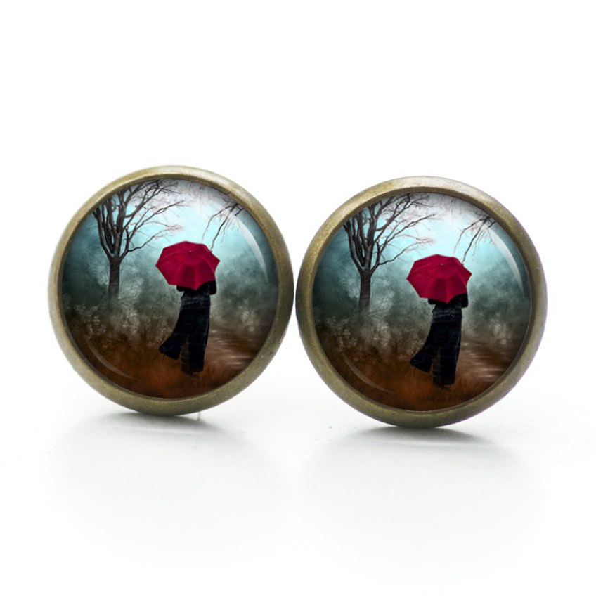 Ohrstecker, Ohrhänger, Clipse & Druckknopf – Motiv roter Schirm Regenschirm – Schmuck aus Edelstahl Ohrstecker, Ohrhänger, Clipse & Druckknopf – Motiv roter Schirm Regenschirm – Schmuck aus Edelstahl