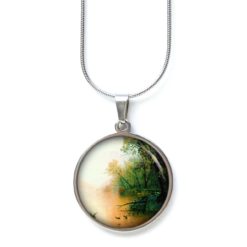 Ohrstecker, Ohrhänger, Clipse & Druckknopf – Motiv Vögel am Wasser beige grün – Schmuck aus Edelstahl Ohrstecker, Ohrhänger, Clipse & Druckknopf – Motiv Vögel am Wasser beige grün – Schmuck aus Edelstahl