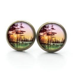 Ohrstecker, Ohrhänger, Clipse & Druckknopf – Motiv Sonnenaufgang am See – Schmuck aus Edelstahl Ohrstecker, Ohrhänger, Clipse & Druckknopf – Motiv Sonnenaufgang am See – Schmuck aus Edelstahl