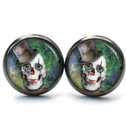 Ohrstecker, Ohrhänger, Clipse & Druckknopf – Motiv Clown Totenkopf – Schmuck aus Edelstahl Ohrstecker, Ohrhänger, Clipse & Druckknopf – Motiv Clown Totenkopf – Schmuck aus Edelstahl