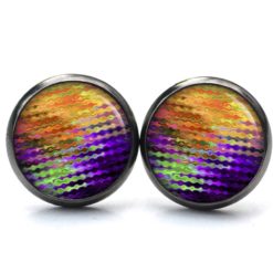 Ohrstecker, Ohrhänger, Clipse & Druckknopf – Motiv Kunterbunt 80er orange grün violett – Schmuck aus Edelstahl