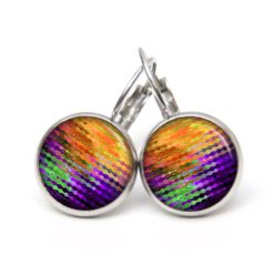 Ohrstecker, Ohrhänger, Clipse & Druckknopf – Motiv Kunterbunt 80er orange grün violett – Schmuck aus Edelstahl