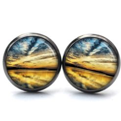 Ohrstecker, Ohrhänger, Clipse & Druckknopf – Motiv Sonnenuntergang am See – Schmuck aus Edelstahl Ohrstecker, Ohrhänger, Clipse & Druckknopf – Motiv Sonnenuntergang am See – Schmuck aus Edelstahl