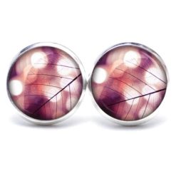 Druckknopf Ohrstecker Ohrhänger Clipse zartes Blatt violett