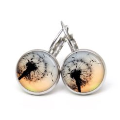 Pusteblume Schmuckset – Kette & Ohrringe mit Löwenzahn Motiv – Edelstahl Halskette und Ohrstecker – Geschenk für Naturliebhaber Druckknopf Ohrstecker Ohrhänger Clipse Pusteblume bei Sonnenuntergang