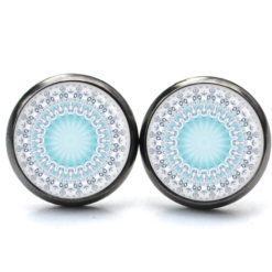 Ohrstecker, Ohrhänger, Clipse & Druckknopf – Motiv türkis blaues Mandala Mosaik – Schmuck aus Edelstahl Ohrstecker, Ohrhänger, Clipse & Druckknopf – Motiv türkis blaues Mandala Mosaik – Schmuck aus Edelstahl