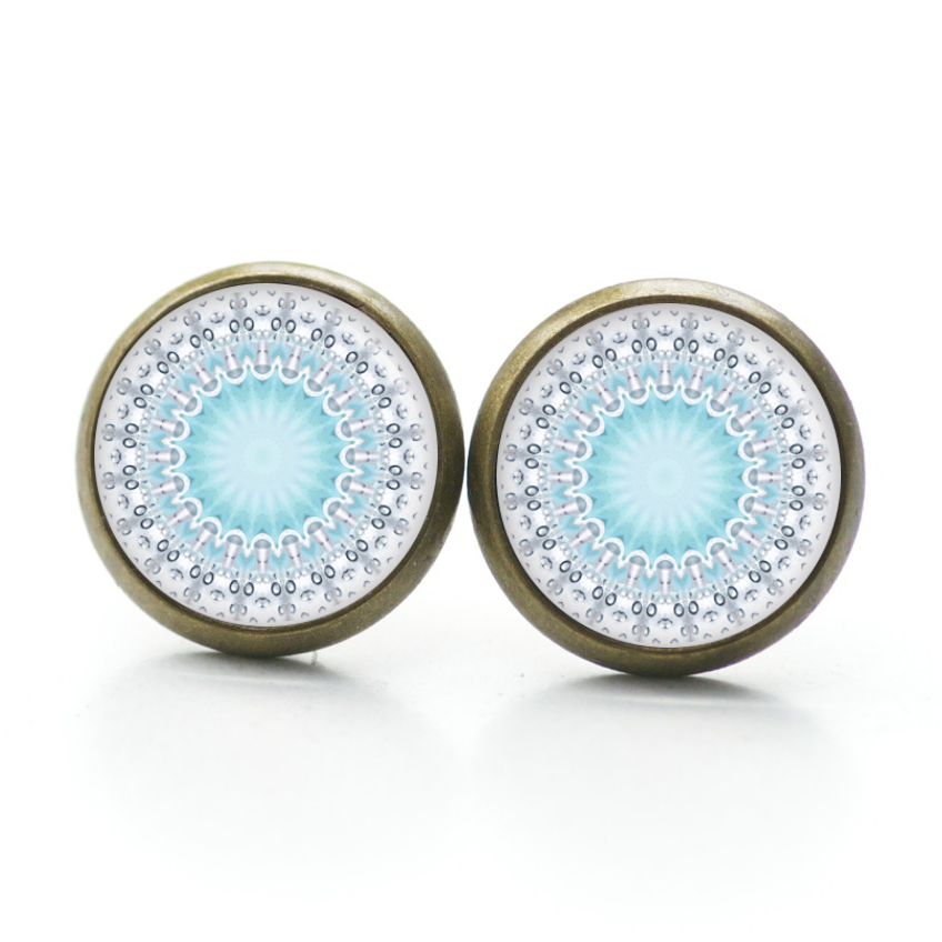 Ohrstecker, Ohrhänger, Clipse & Druckknopf – Motiv türkis blaues Mandala Mosaik – Schmuck aus Edelstahl Ohrstecker, Ohrhänger, Clipse & Druckknopf – Motiv türkis blaues Mandala Mosaik – Schmuck aus Edelstahl